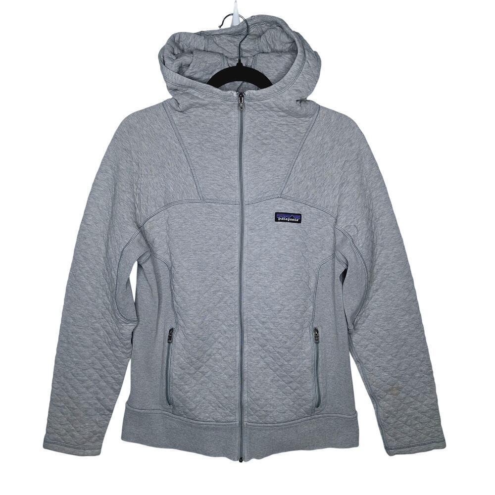 Patagonia Women's Cotton Quilt Hoody Small Drifter Grey Organic Cotton Full Zip
